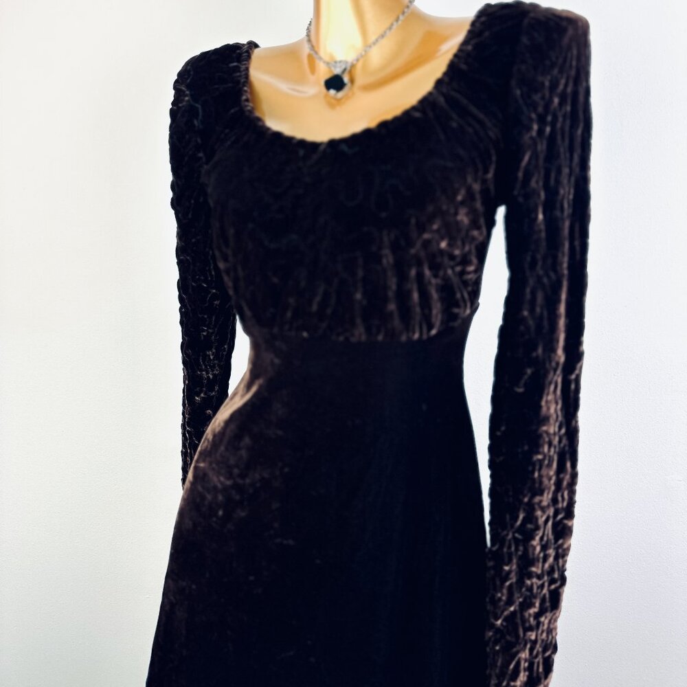 Vintage 90s goth cocktail formal velvet mini dress - Picture 6 of 8